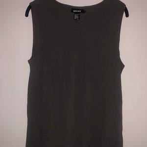 DKNY sleeveless slate/olive green vneck tank top